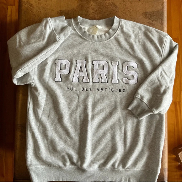 H&M Paris sweatshirt size large, grey with white - Picture 3 of 8